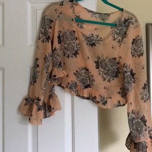 Long sleeve floral crop top